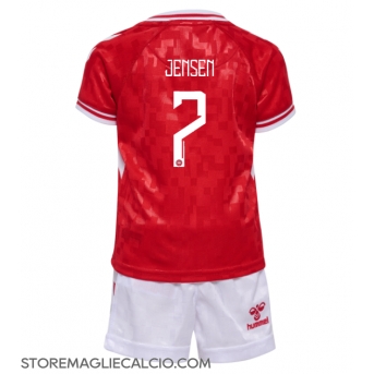 Danimarca Mathias Jensen #7 Maglia Gara Casa Repliche Europei 2024 Bambino